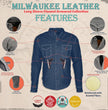 Milwaukee Leather MPM1621 Men's Grey CE Armored Long Sleeve Motorcycle Riders Shirt w/ Reinforced w/ Aramid Fibers