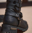 Milwaukee Leather MBL9399 Women's 9-Inch Triple Buckle Black Leather Harness Biker Boots w/ Side Zipper