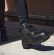 Milwaukee Leather MBL9399 Women's 9-Inch Triple Buckle Black Leather Harness Biker Boots w/ Side Zipper