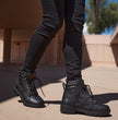 Milwaukee Leather MBL9399 Women's 9-Inch Triple Buckle Black Leather Harness Biker Boots w/ Side Zipper