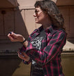 Milwaukee Leather MNG21604 Women's Casual Black with Pink Long Sleeve Casual Cotton Flannel Shirt
