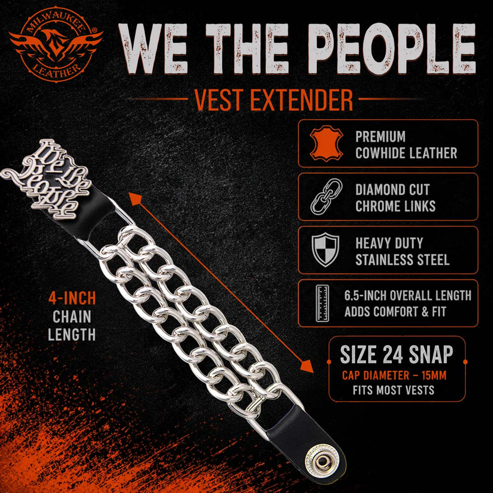 Milwaukee Leather 4-Piece Vest Extender Set - We The People, Double Chrome Chains, 4-Inch-MLA6031SET