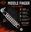 Milwaukee Leather 4-Piece Vest Extender Set - Middle Finger, Double Chrome Chains, 4-Inch-MLA6033SET