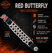 Milwaukee Leather 4-Piece Vest Extender Set - Red Butterfly, Double Chrome Chains, 4-Inch-MLA6038SET