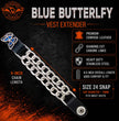 Milwaukee Leather 4-Piece Vest Extender Set - Blue Butterfly, Double Chrome Chains, 4-Inch-MLA6039SET