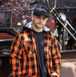 Milwaukee Leather MNG11642 Men's Flannel Plaid Orange and Black Long Sleeve Cotton Button Down Shirt w/ Hoodie