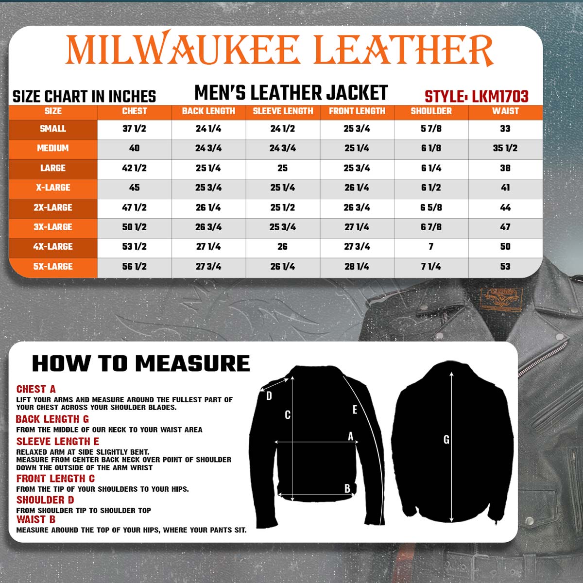 Milwaukee Leather Men's Classic Black Leather Motorcycle Jacket, LKM1703
