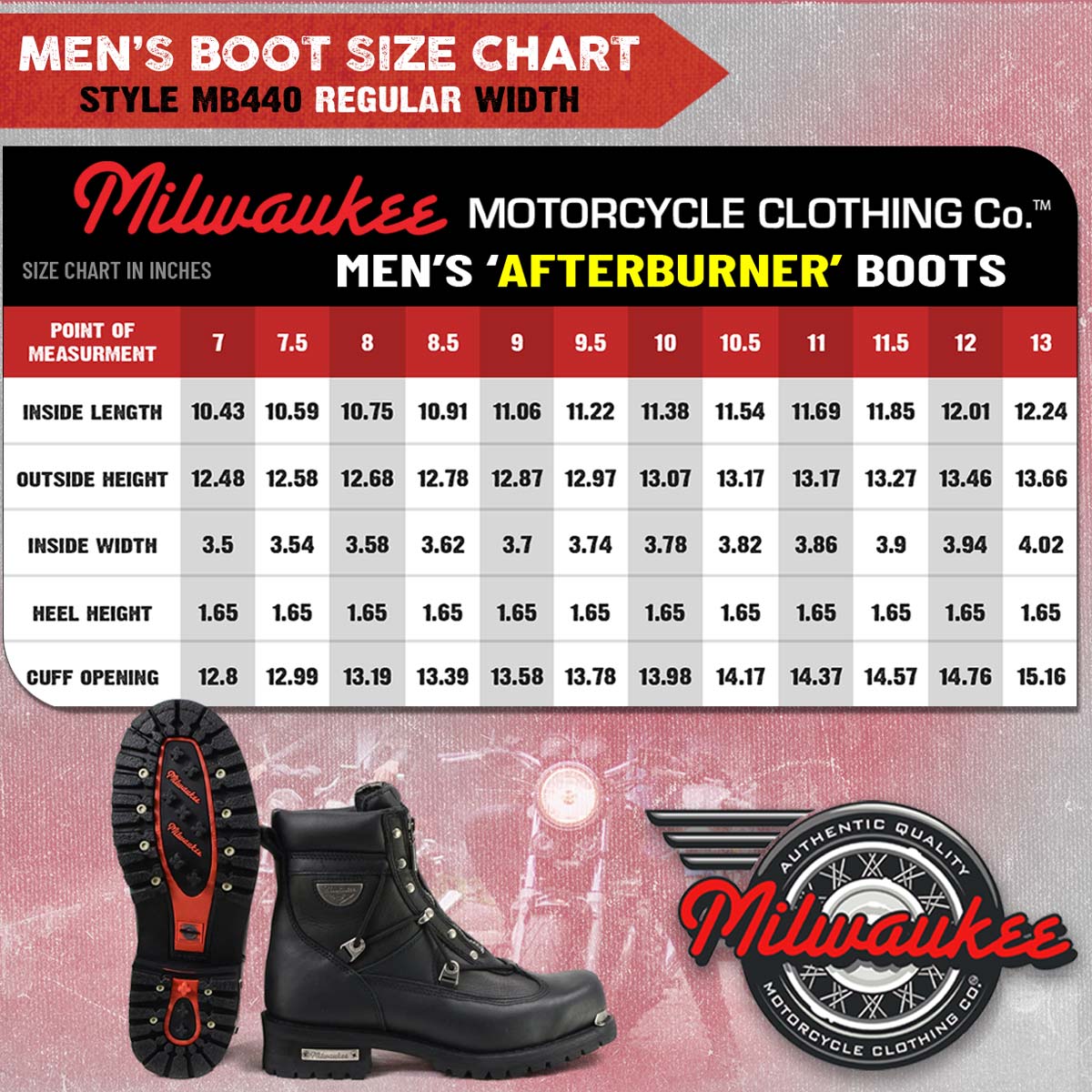 Milwaukee Motorcycle Clothing Co. Men's Black Motorcycle Boots, MB440