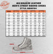 Milwaukee Leather Men's Black Leather Diamond Patterned Reinforced Street Biker Riding Shoes w/ Ankle Support - MBM9104