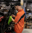 Milwaukee Leather MDM11670 Men’s Orange-Black Mechanic Work Shirt w/ Reflective Strip - Heavy-Duty Button-Up