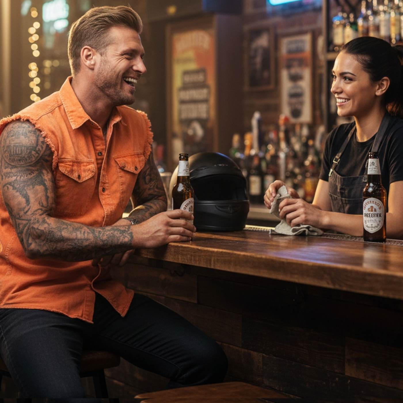 Milwaukee Leather MDM11682 Men’s Classic Orange/Beige Button-Down Cut Off Frayed Sleeveless Casual Shirt