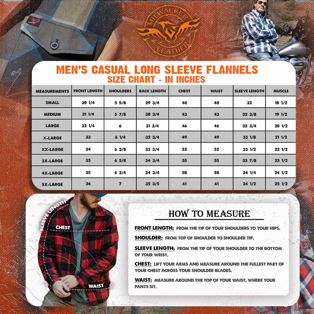 Milwaukee Leather Men's Flannel Shirt MPM1637