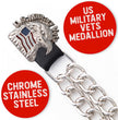 Milwaukee Leather US Military Vet Medallion Vest Extender - Double Chrome Chains Genuine Leather 6.5" Extension 4-PCS MLA6023SET