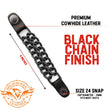 Milwaukee Leather MLA6095 Black 4 Inch 4-PCS Vest Extender Set - Double Chrome Chains w/ Genuine Leather