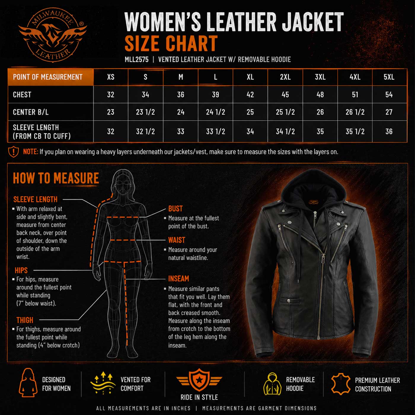 Milwaukee Leather Women's Galactica Black Hooded Leather Jacket, MLL2575