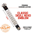 Milwaukee Leather Skull Head Medallion Vest Extender - Double Chrome Chains Genuine Leather 6.5" Extension 4-PCS MLA6019SET