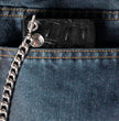 Milwaukee Leather Black Leather Crocodile-Stamped Tri-Fold Wallet, MLW7842