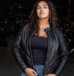 Milwaukee Motorcycle Clothing Co. Women's Foxy Scooter Style Black Premium Leather Jacket w/ Mandarin Collar MMC20000