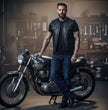 Milwaukee Motorcycle Clothing Co. Men's Low-Key Premium Black Leather Club Style Biker Vest MMC30000