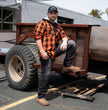 Milwaukee Leather MNG11642 Men's Flannel Plaid Orange and Black Long Sleeve Cotton Button Down Shirt w/ Hoodie