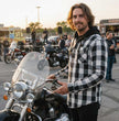 Milwaukee Leather Men’s Othello Black & White Plaid Hooded Riding Shirt w/ CE Armor & Aramid Fiber Panels - MPM1629