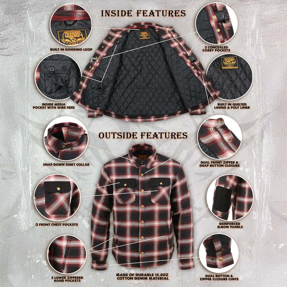 Milwaukee Leather Men’s Heavy Duty Mechanic Work Flannel Shirt, MPM1637
