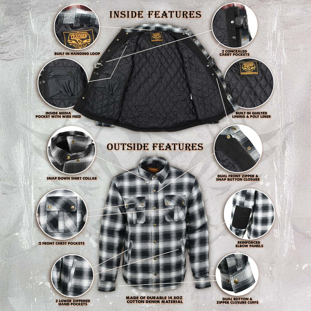 Milwaukee Leather Men’s Heavy Duty Mechanic Work Flannel Shirt