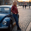 Milwaukee Leather Vintage SFL2811 Women's Red Zipper Front Motorcycle Casual Fashion Leather Jacket