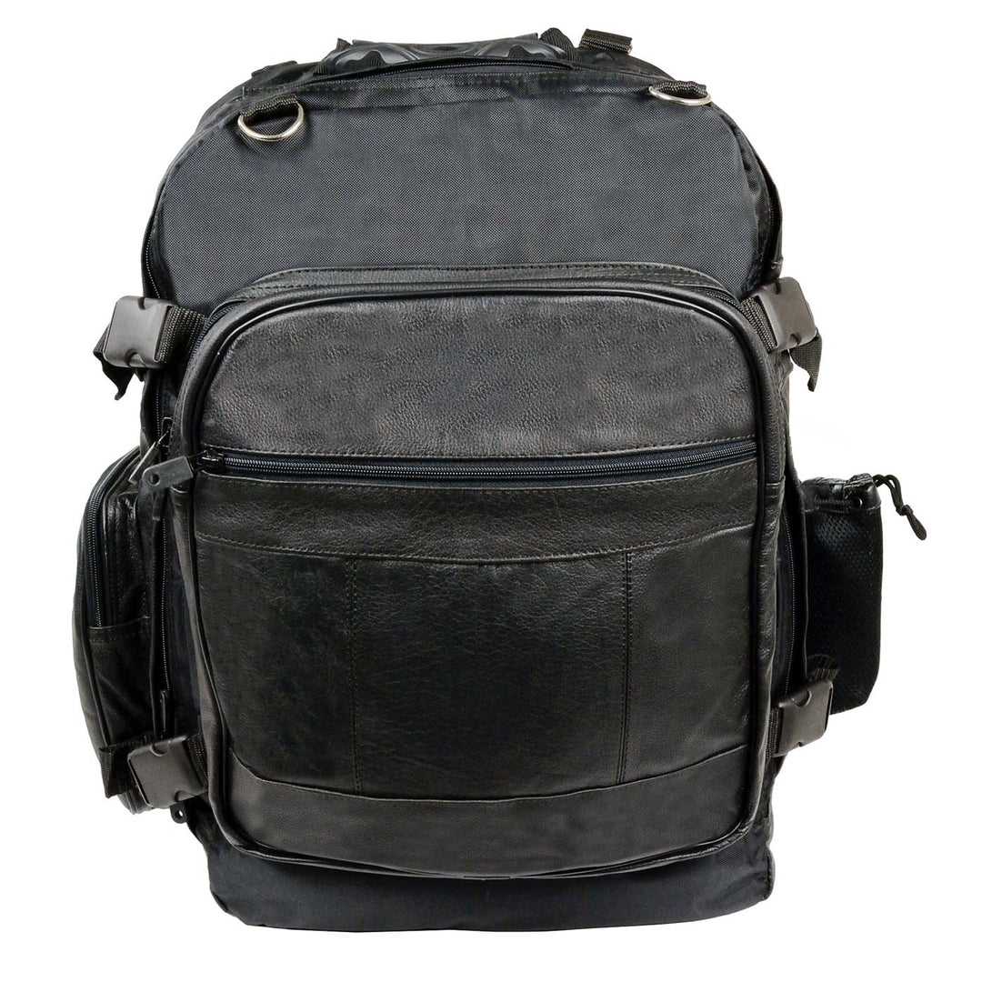 Milwaukee Leather SH540 Medium Black Size Leather and Textile Motorcycle Sissy Bar Back Pack Bag