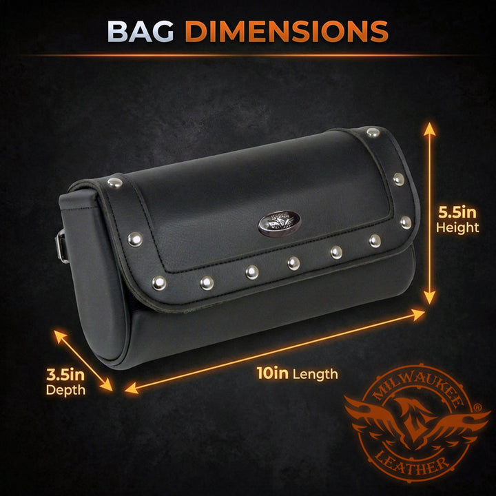 Milwaukee Leather SH614 Black PVC Large Riveted Motorcycle Tool Bag