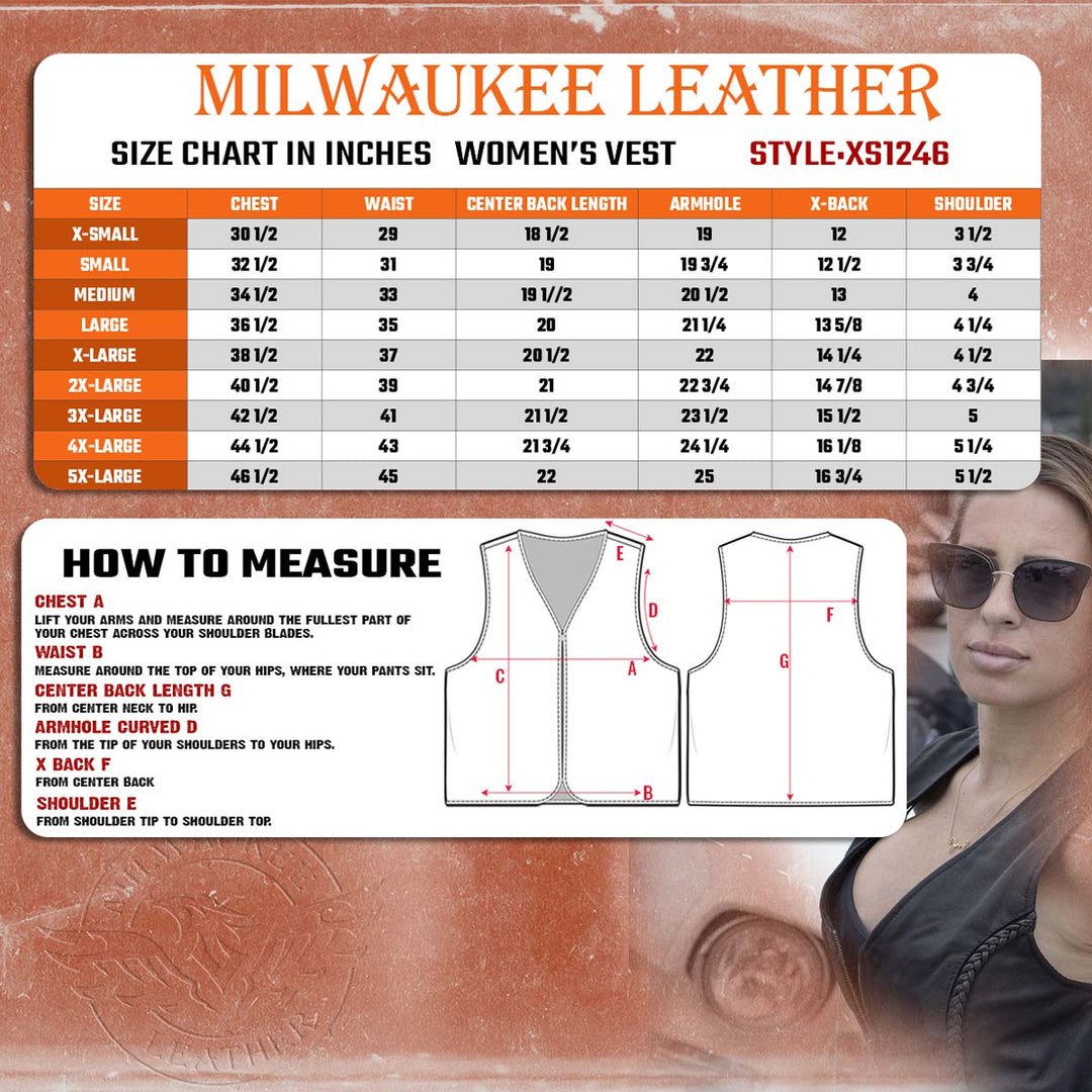 Milwaukee Leather XS1246 Ladies Black &