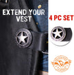 Milwaukee Leather Western Star Medallion Vest Extender - Double Chrome Chains Genuine Leather 6.5" Extension 4-PCS MLA6001SET