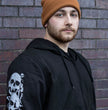 Milwaukee Leather Men's Bare Bones Black Reflective Skull CE Armored Riding Hoodie, Shoulder & Elbow Armor - MPM1797