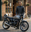 Milwaukee Leather Men’s Copperline Black Leather Moto Café Racer Jacket, Stand Collar, 6 Pockets - SFM1816