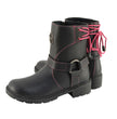 Milwaukee Leather MBL9318 Women's Black Leather Harness Zip-Up Motorcycle Rider Boots w/ Pink Back Laces