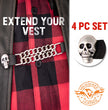 Milwaukee Leather Skull Head Medallion Vest Extender - Double Chrome Chains Genuine Leather 6.5" Extension 4-PCS MLA6019SET
