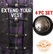 Milwaukee Leather Native American Medallion Vest Extender w/ Genuine Leather Braided Strap 6.5" Extension 4-PCS MLA6066SET