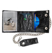 Milwaukee Leather Black Leather Crocodile-Stamped Tri-Fold Wallet, MLW7842