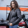 Milwaukee Motorcycle Clothing Co. Women’s Rebel Scooter Style Black Leather Biker Jacket w/ Mandarin Collar MMC20002