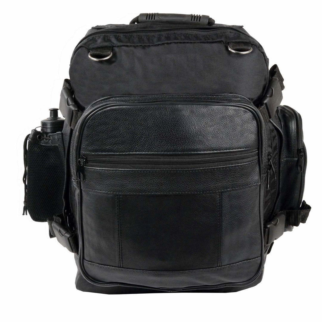 Milwaukee Leather SH54001 Medium Black Leather and Textile Motorcycle Cruiser Sissy Bar Bag