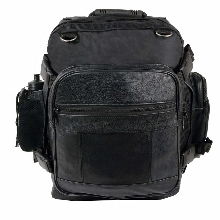 Milwaukee Leather SH54001 Medium Black Leather and Textile Motorcycle Cruiser Sissy Bar Bag