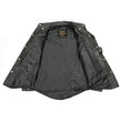 Milwaukee Leather MLM1611 Men's Premium Black Leather Casual Biker Rider Shirt w/ Vintage 5 Cent Buffalo Buttons