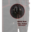 Milwaukee Leather MDM3036 Men’s Wrecker Club Vest – Black Denim & Leather, Diamond Quilt, Red Stitch