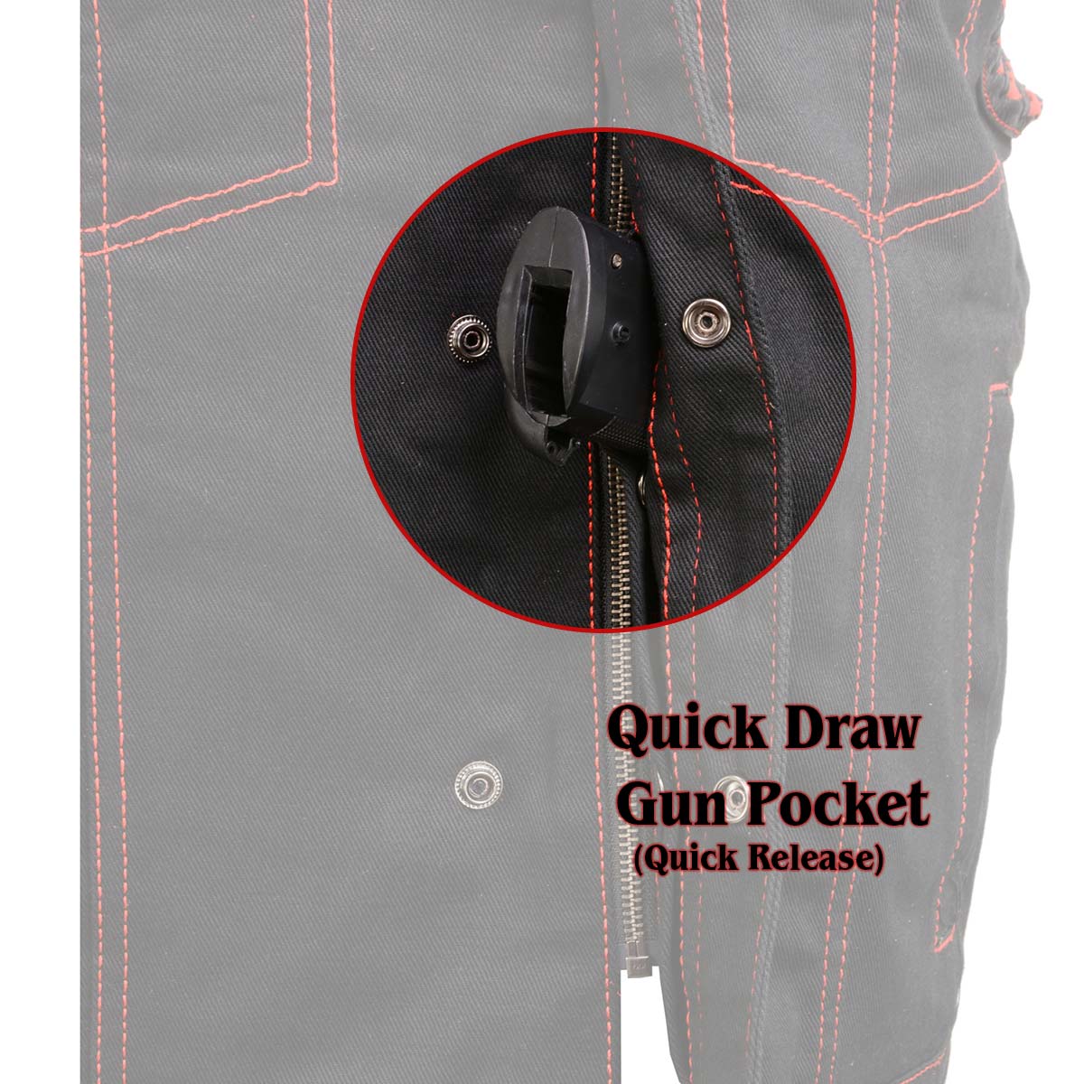 Milwaukee Leather MDM3036 Men’s Wrecker Club Vest – Black Denim & Leather, Diamond Quilt, Red Stitch