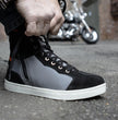 Milwaukee Leather MBM9116 Men's Black Suede and Grey Canvas Street Riding Shoes with Dual Closure and Ankle Support