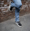 Milwaukee Leather MBM9116 Men's Black Suede and Grey Canvas Street Riding Shoes with Dual Closure and Ankle Support