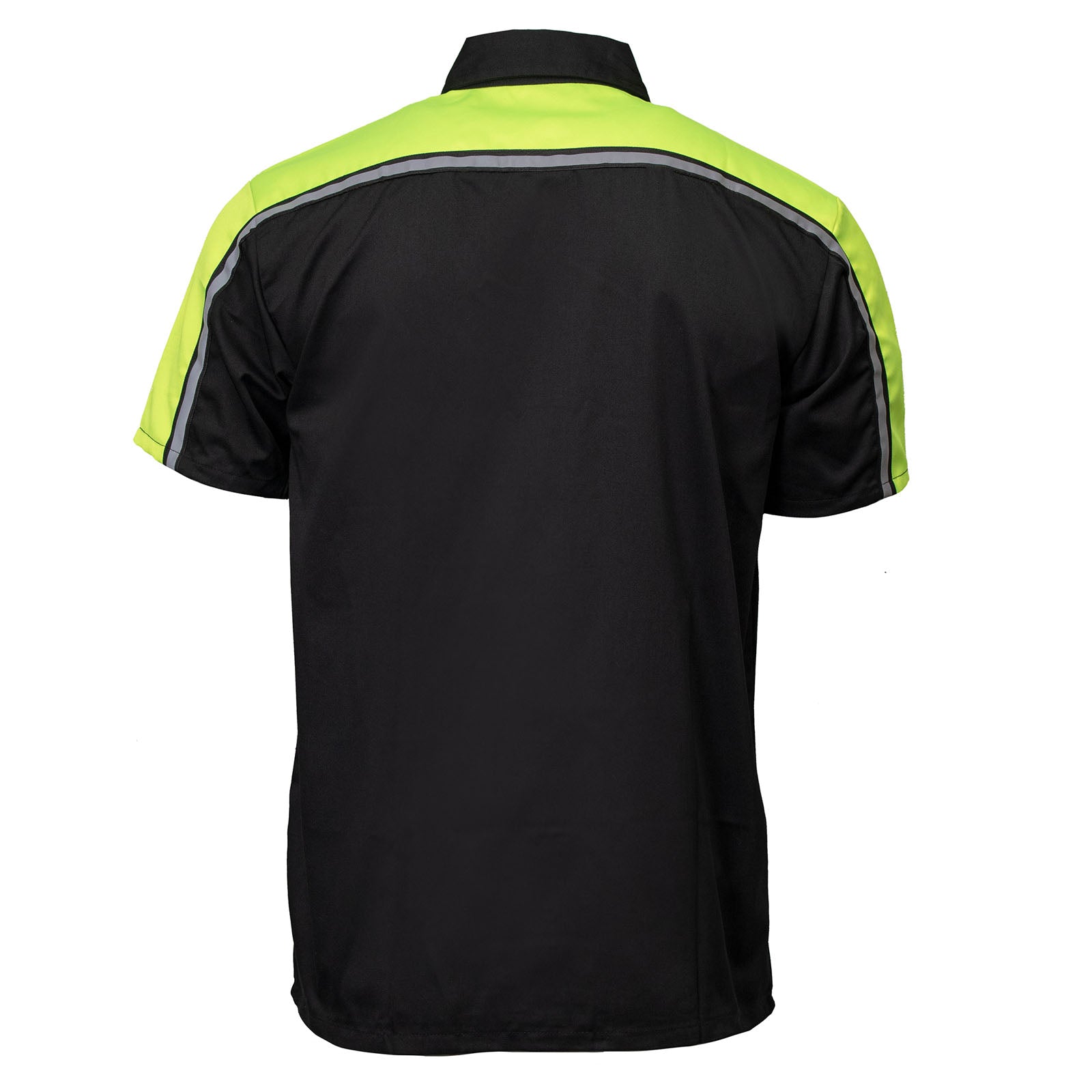 Milwaukee Motorcycle Clothing Co. Men’s Blk/Green Mechanic Work Shirt – w / Reflective Strip, Rider‑Built MDM11604
