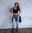 Milwaukee Leather MNG21612 Women's Black and Pink with Blue Long Sleeve Cotton Flannel Shirt