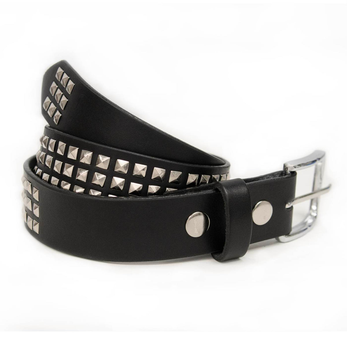 Milwaukee Leather Men's Black Triple-Row Studded Leather Belt, MP7144