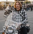 Milwaukee Leather Men’s Othello Black & White Plaid Hooded Riding Shirt w/ CE Armor & Aramid Fiber Panels - MPM1629
